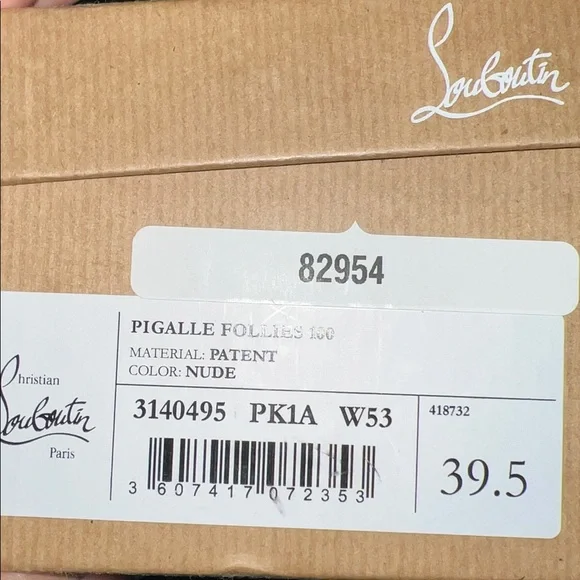 New Christian Louboutin Pigalle Follies 100mm in Patent Nude Leather 39 - Picture 8 of 8